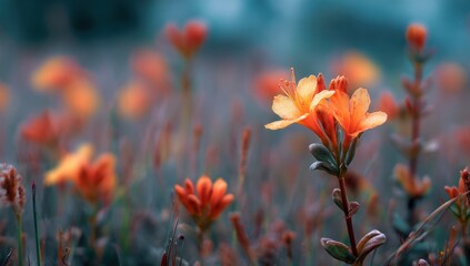 Explore Orange Flowers Blooming in Field and Appreciate the Warm Petals with Gentle Foliage Beauty, Nature!