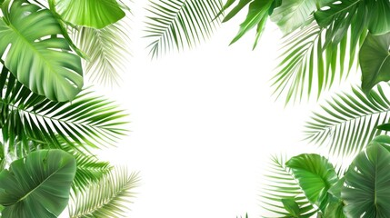 Tropical green leaves frame