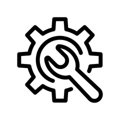 Configuration Symbol Featuring Spanner Tool Atop a Cogwheel Outline