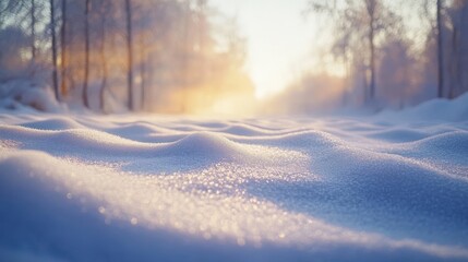 Obraz premium Glistening Snow at Sunrise in a Winter Forest