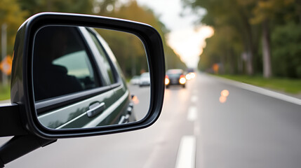 Close up traffic convex mirror, road safety concept