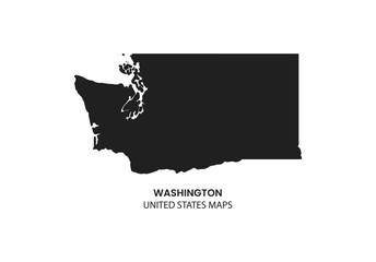 High detailed vector map - Washington, Washington black map on white background vector.