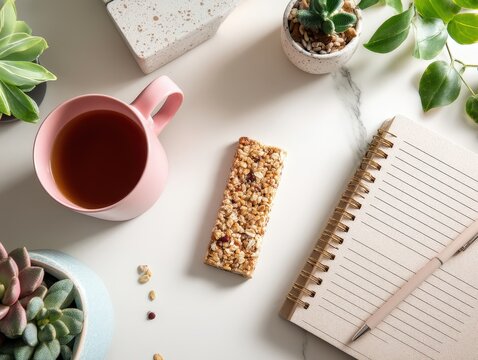 Cozy Morning Routine with Granola Bar and Tea