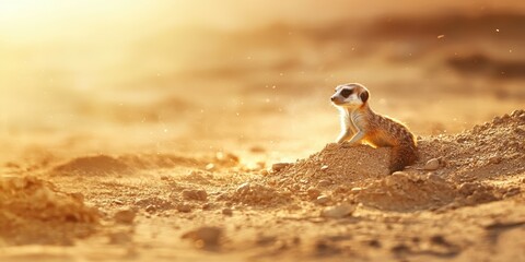 a meerkat in the desert on a sunny day 
