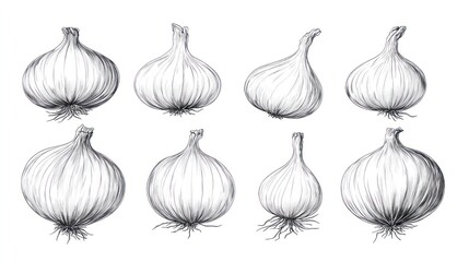 Hand drawn onion illustrations