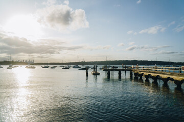 Fototapeta premium Gibsons Beach jetty around sunset at Watsons Bay, Sydney, NSW, Australia