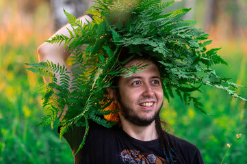 People on Ivan Kupala in the green forest