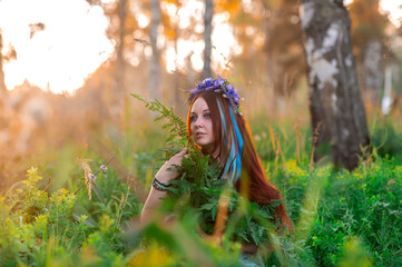 People on Ivan Kupala in the green forest