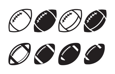 American football icon set. Rugby ball icons. American football ball vector stock illustration Eps 10