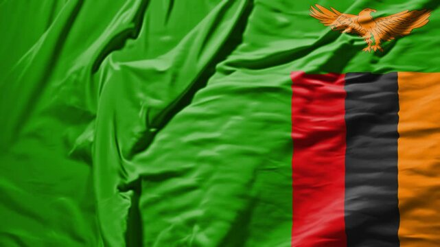 zambia waving flag &ndash; realistic cloth animation