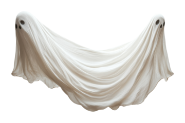 Spooky Flying Ghost: Halloween Costume Fun, Classic Sheet Ghost, Whimsical Spooky Season on transparent background