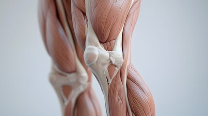 Detailed Muscular System of the Legs: A close-up view of the leg muscles, highlighting the quadriceps, hamstrings, and calves in fine detail.
