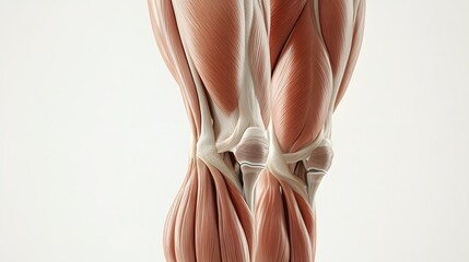 Detailed Muscular System of the Legs: A close-up view of the leg muscles, highlighting the quadriceps, hamstrings, and calves in fine detail.
