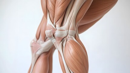Detailed Muscular System of the Legs: A close-up view of the leg muscles, highlighting the quadriceps, hamstrings, and calves in fine detail.
