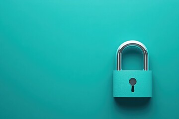 Fototapeta premium Teal Padlock on a Teal Background Security and Protection Concept