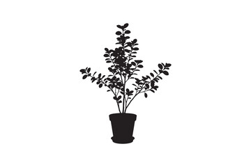 Potted Plant Silhouette - Indoor Houseplant Illustration
