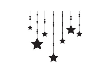 Silhouette Hanging Stars and Beads Vector Design