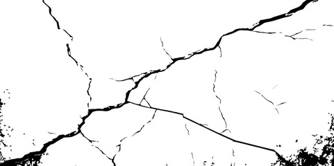 Cracked Surface Grunge Texture Vector. Grunge design crack texture background.  Black Isolated on White Background. Distressed black texture.  Uneven Overlay. Vector Illustration