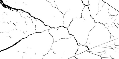 Cracked Surface Grunge Texture Vector. Grunge design crack texture background.  Black Isolated on White Background. Distressed black texture.  Uneven Overlay. Vector Illustration