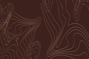 Stylized topographic contour map. Geographic line mountain relief. Abstract lines or wavy backdrop background. Cartography, topology, or terrain path concept. Vector illustration with editable stroke