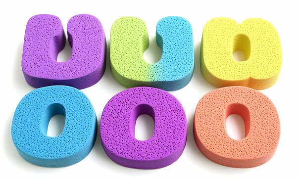Colorful foam letters uoo educational toy background