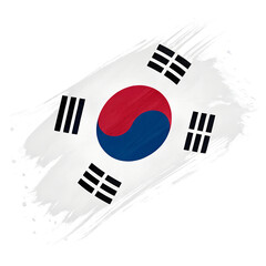 South Korea flag. brush stroke style. PNG, no Background