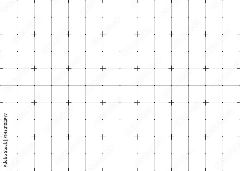 Poster Abstract grid background with squares, lines, and dots. Black grid for motion graphics, VFX tracking markers, and video effects. Vector