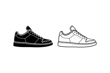 sneaker sport shoes icon and outline icon coloring book