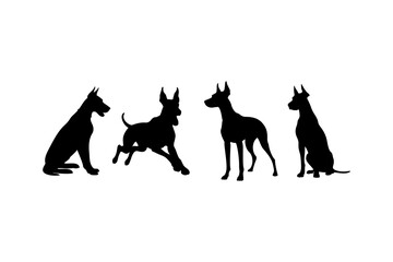 Naklejka premium great dane dog silhouette set pose stance