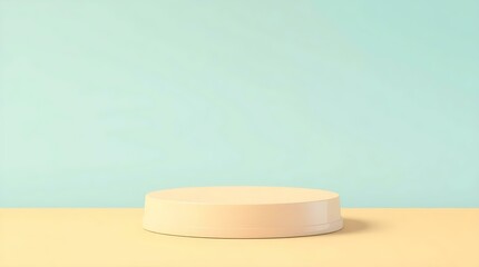 soft mint green podium background with minimal cylindrical stage in clean light