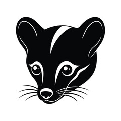 Asian Palm Civet Head Vector Silhouette