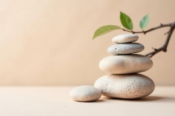 Pastel colored stones, weathered branch, neutral beige Clean, simple nature scene for branding , branch, simple, pastel