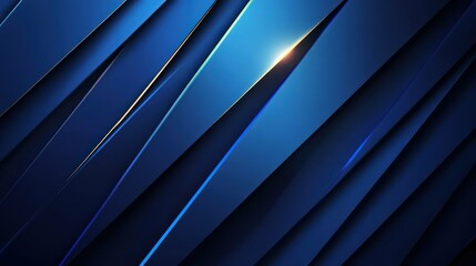 Obraz premium Abstract, blue geometric background with diagonal lines and gradient shadows.
