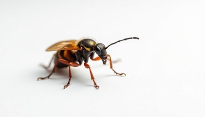 Close-up of single insect on pure white background, wings, legs