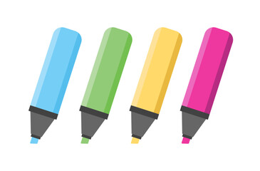 Collection of colored highlighters. Office supply