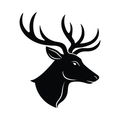 Naklejka premium Elk Head Minimalist Animal Design Vector Silhouette