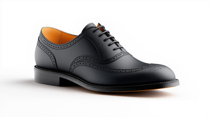Elegant black leather dress shoe with intricate detailing