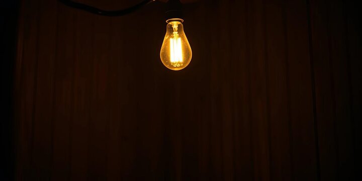 A single vintage light bulb glows warmly in an otherwise dark room, detail,  cozy