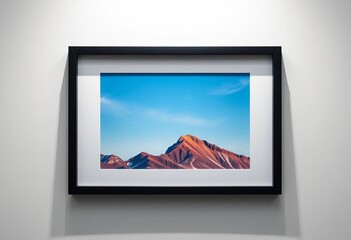 Fototapeta premium A sleek, minimalist black picture frame, double-layered, display, frame