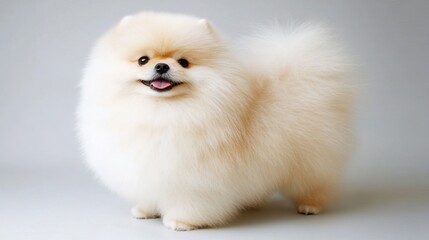 Adorable Pomeranian Puppy Portrait: Fluffy, Happy, and Playful
