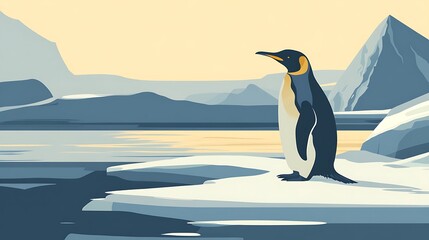 Fototapeta premium King Penguin Antarctic Landscape.