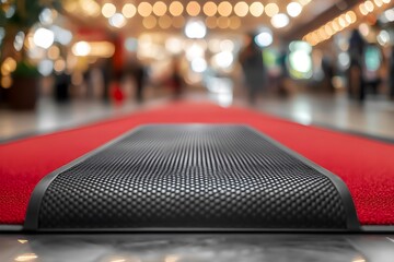 Red Carpet Entrance Mat in Modern Shopping Mall