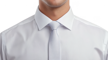 Close up Shot of a Businessman in a Formal White Shirt and Grey Tie for Professional Look