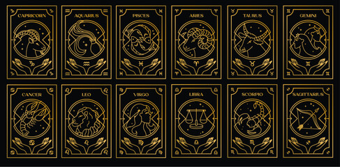 set horoscope twelve months all zodiac vector