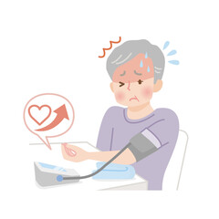 血圧を測るシニア男性_高血圧