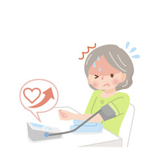 血圧を測るシニア女性_高血圧