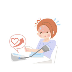 血圧を測る中年女性_高血圧