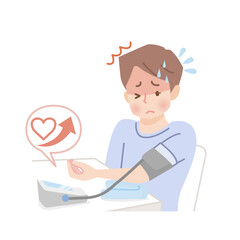 血圧を測る若い男性_高血圧
