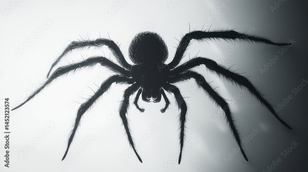 Wall mural spooky silhouette of a large eight legged spider lurking in the shadows with its menacing fangs and 