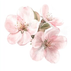 Crab apple blossoms petals illustration elegant.